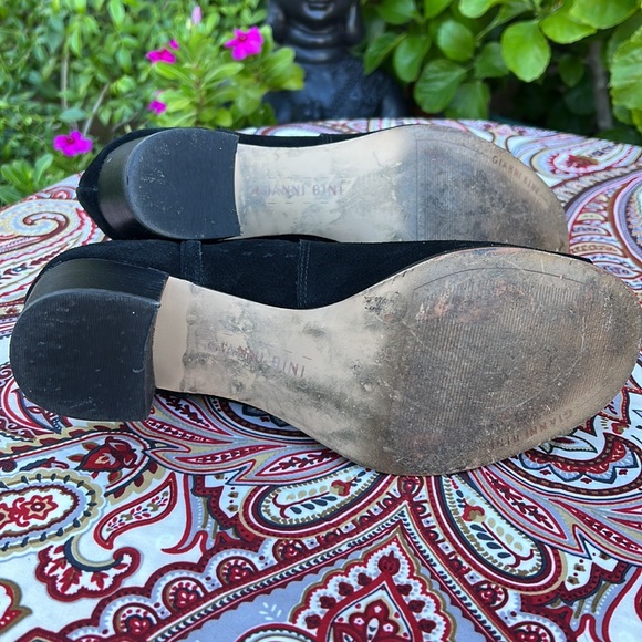 Gianni Bini Peep Toe Mono Black Suede Ankle Booties - Picture 16 of 16